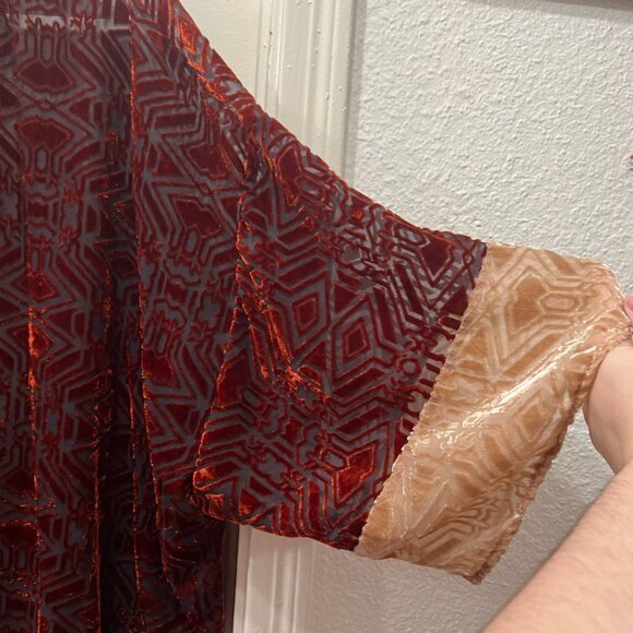 The Langford Line Womens Velvet Burnout Kimono Jewel Tone Whimsygoth‎ Witchy OS - Picture 5 of 6